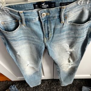 Hollister size 5 jeans worn once!!! Low rise super skinny!!!! W27 L30